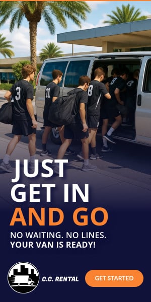Just Get in and Go. C.C Rental delivers 15 passenger vans to florida airports